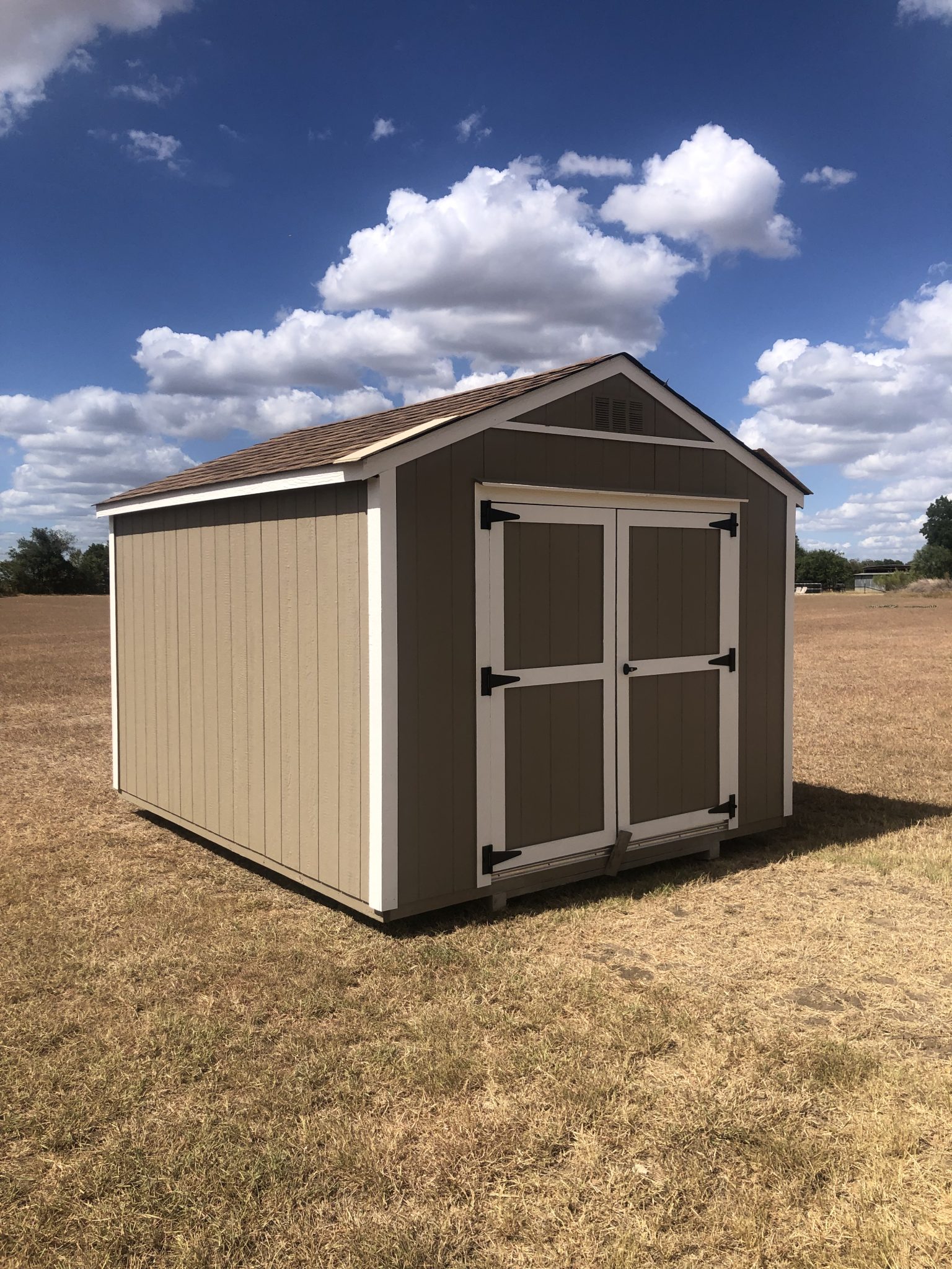 10 x 12 Utility Shed - Buckskin with White Trim | Johnny's Backyard SA